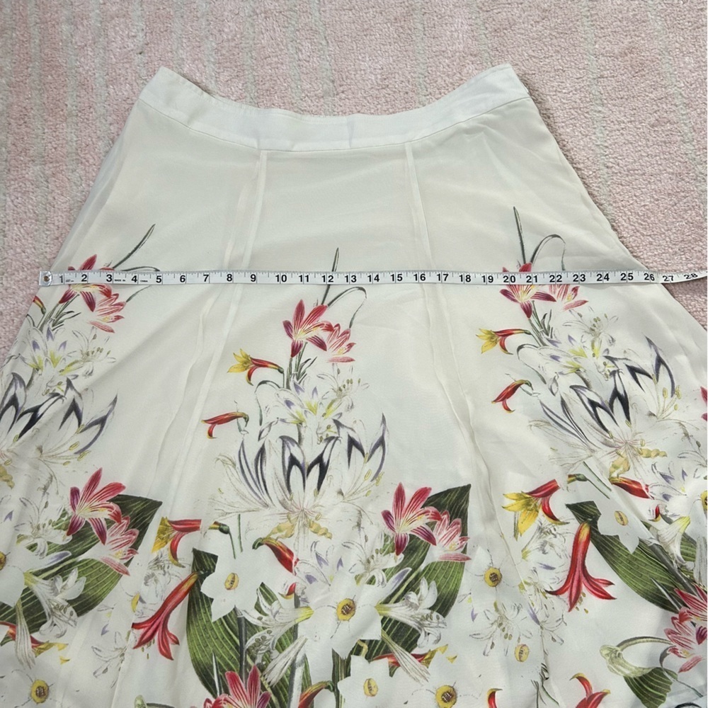 Soft Surroundings Cream Floral A-Line Skirt Spring Floral Lily Print Size Large - Picture 4 of 12
